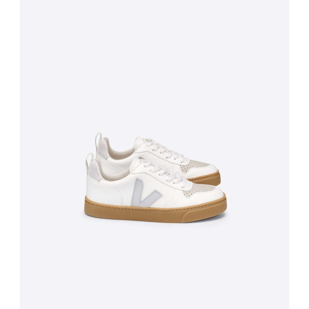 Veja V-10 LACE CWL Cipő Gyerek White/Beige | HU 789RVD